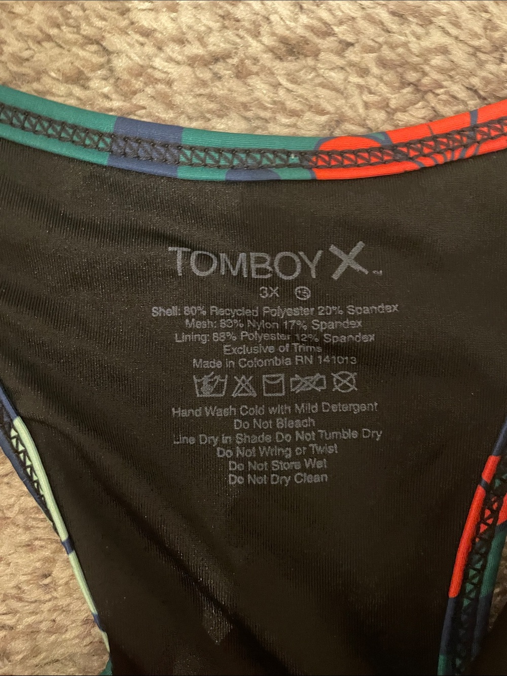 TomboyX Tropical Front-Zip Swim top bikini size 3x - Picture 3 of 4